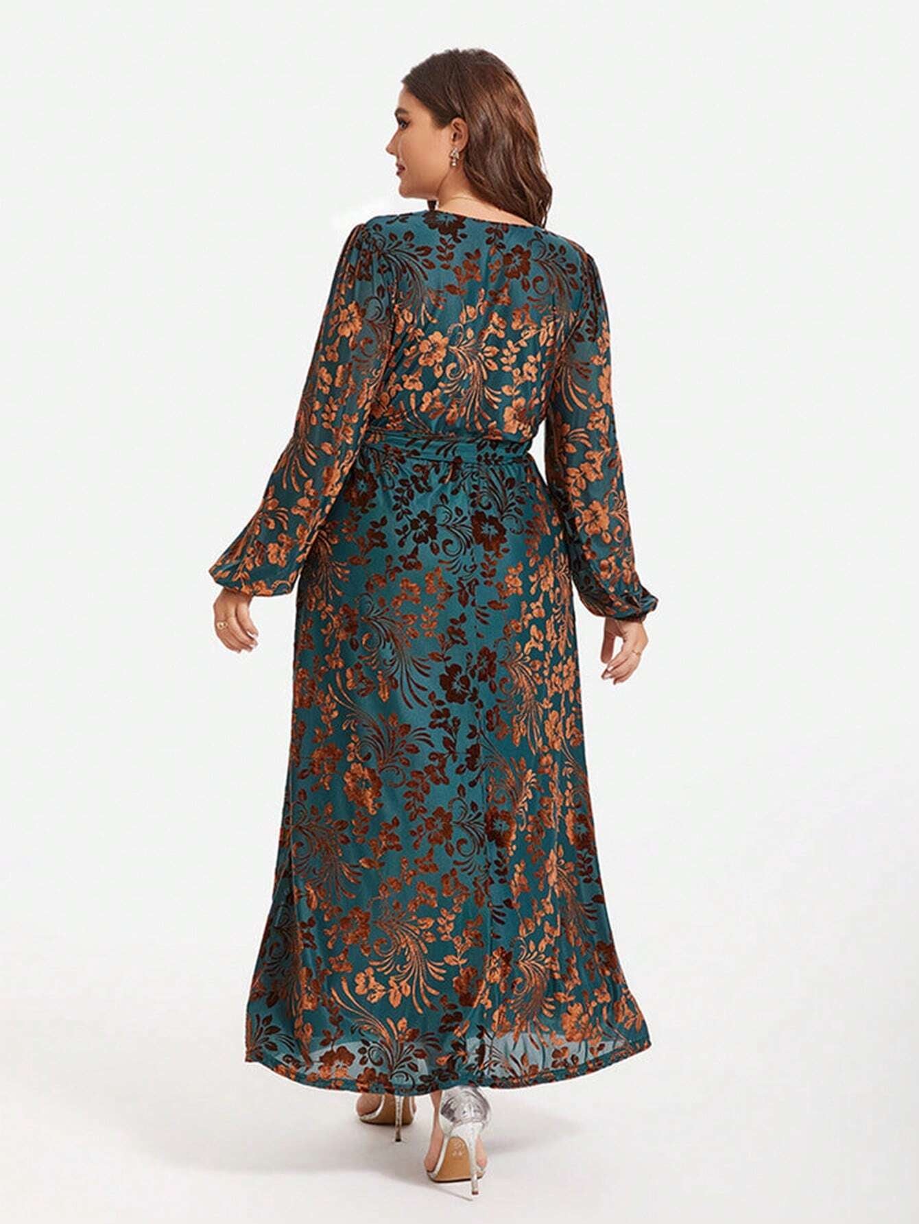 Elegant Velvet Floral Print Wrap Dress - Perfect for Every Occasion!