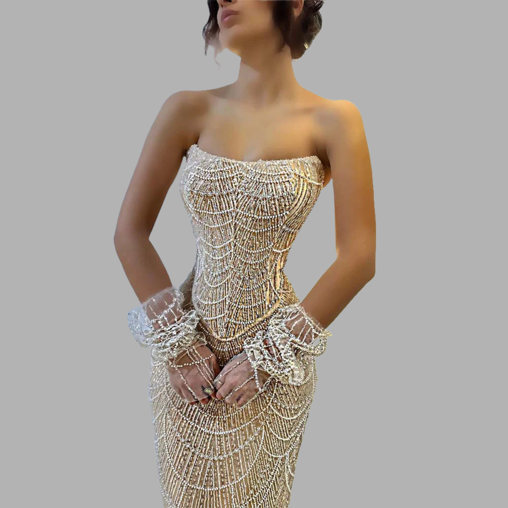 Elegant Mermaid Sweetheart Pearl Dress For Women 2024