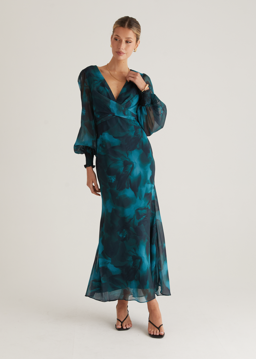 Duglam® | Camellia Midi Dress - Deep Lagoon