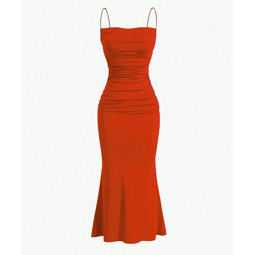 Dress Maxi Spaghetti Strap Elegant Slim Chic Womens Evening Party Luxe