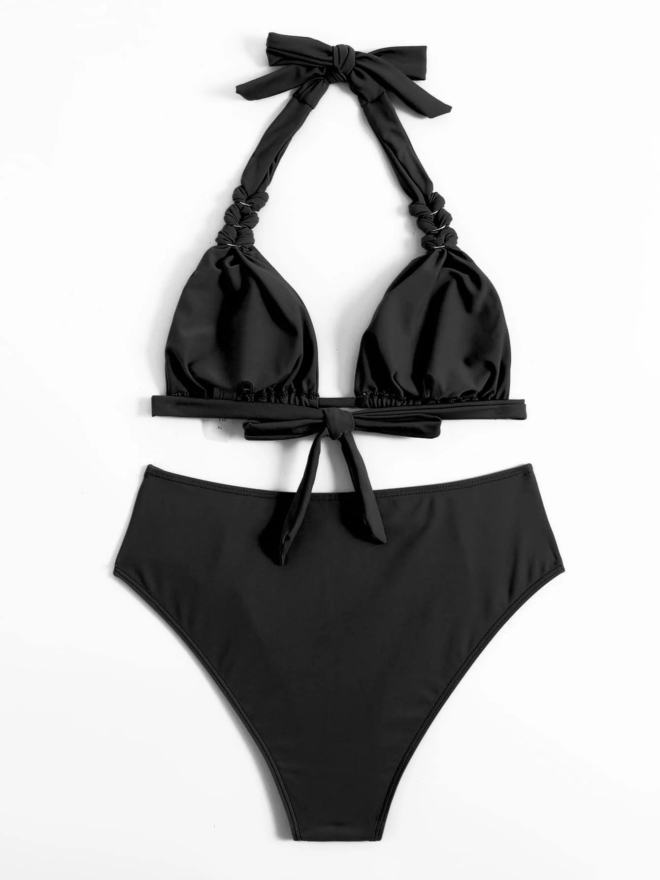 Brown Halter Brazilian Bikini Set 2024