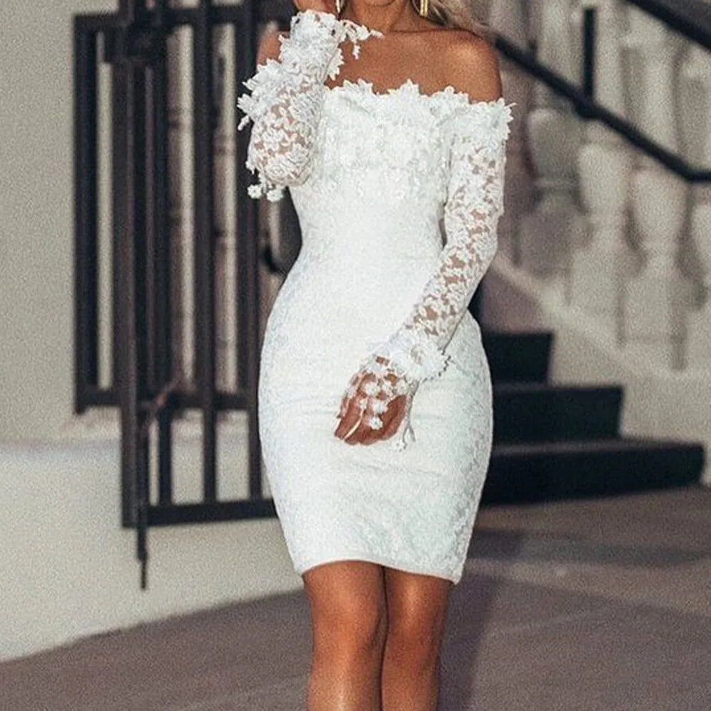 Elegant Lace Off-Shoulder Cocktail Dress