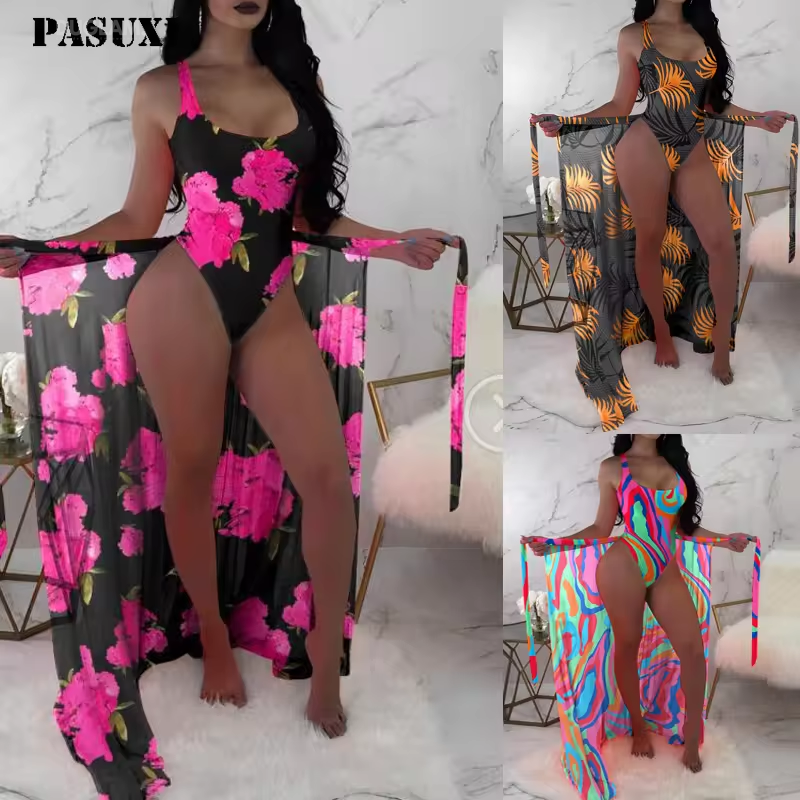 PASUXI Factory Custom Printing Mature Women Bikini Bathing Suit Swimsuit Beach Cover Ups Swimwear Beachwear